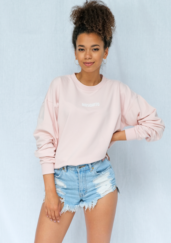 Bluza basic z logo pudrowy róż ILM