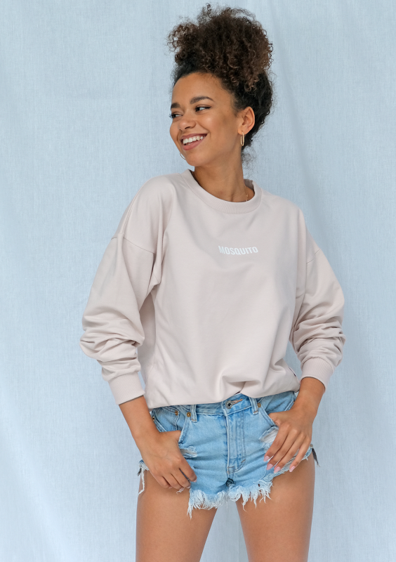 Bluza basic z logo beżowa ILM