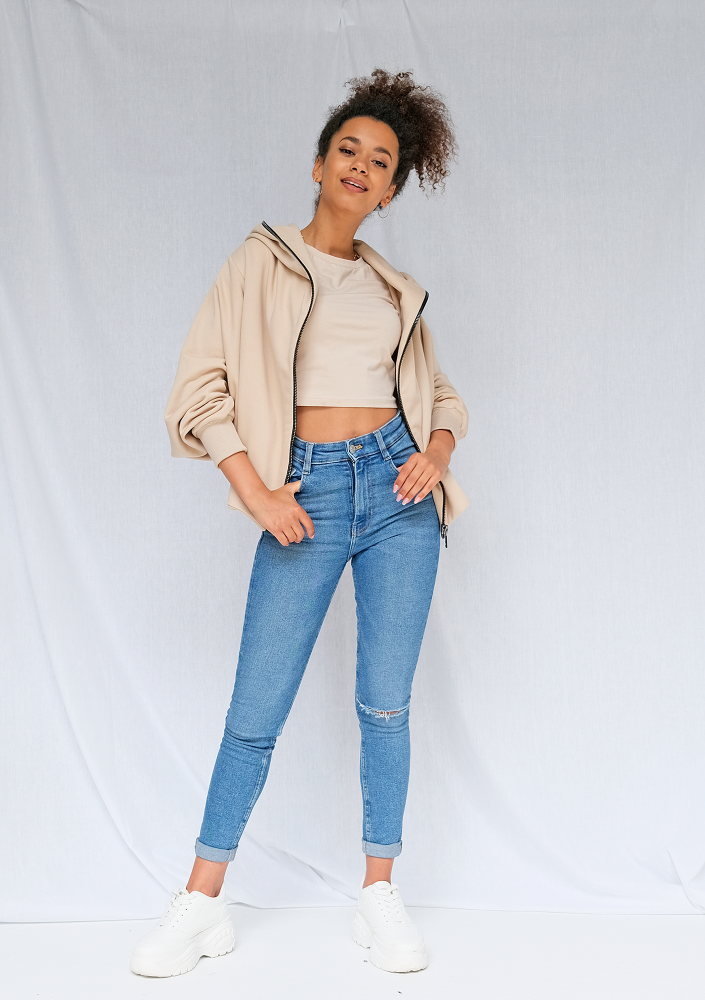 Rozpinana bluza o luźnym kroju beżowa ILM