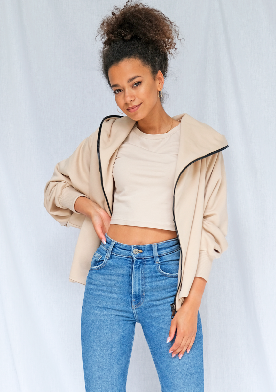 Rozpinana bluza o luźnym kroju beżowa ILM