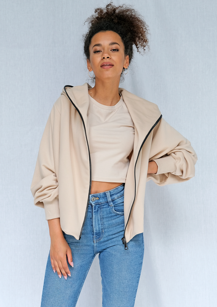 Rozpinana bluza o luźnym kroju beżowa ILM