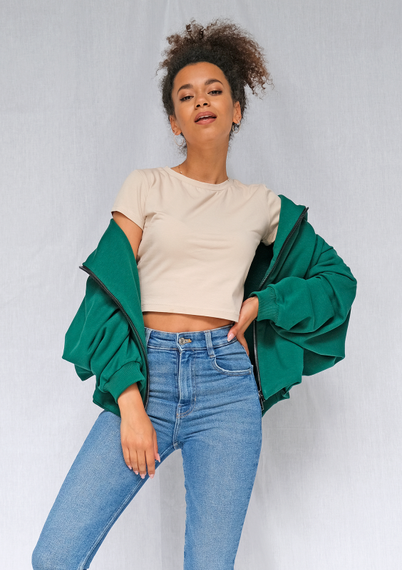 Rozpinana bluza o luźnym kroju zielona ILM