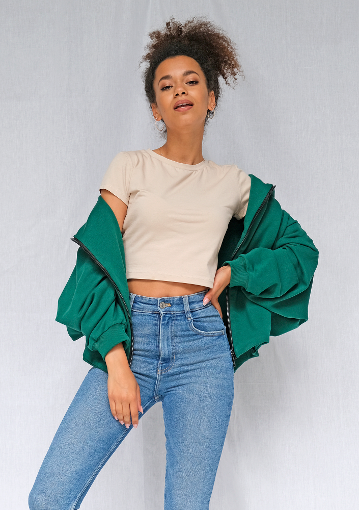 Rozpinana bluza o luźnym kroju zielona ILM