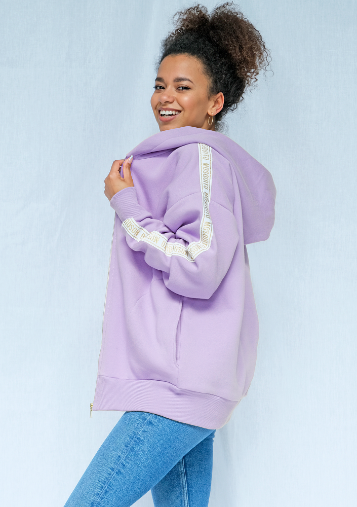 Rozpinana bluza z lampasem gold żakard lila ILM