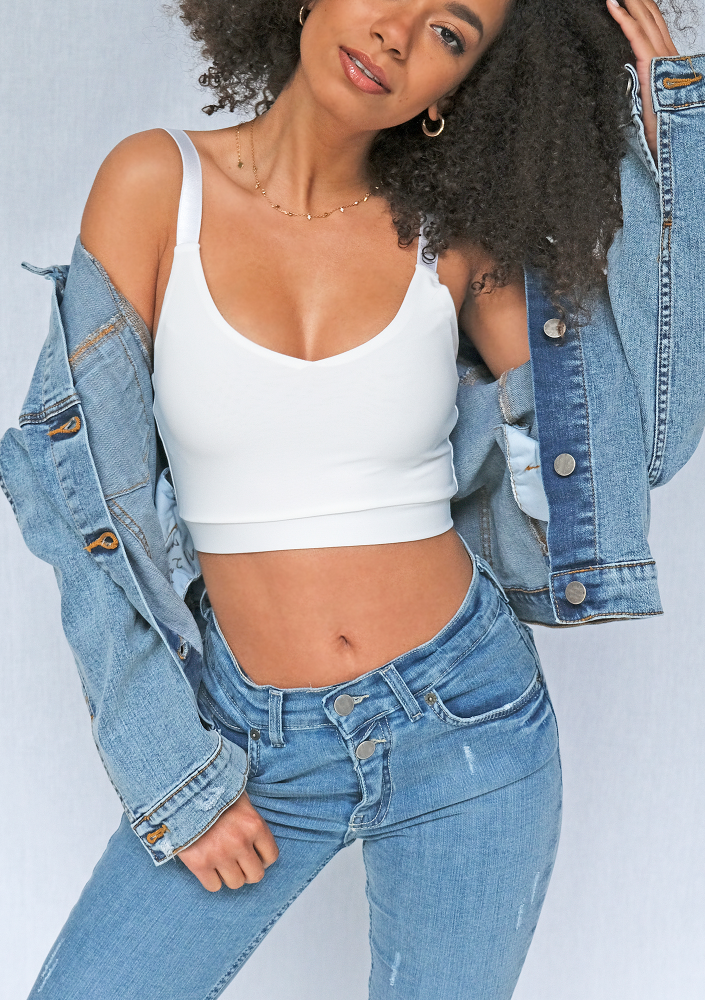 Krótki top na ramiączkach biały ILM