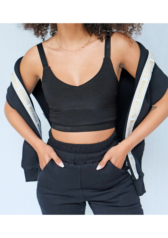 Krótki top na ramiączkach czarny ILM