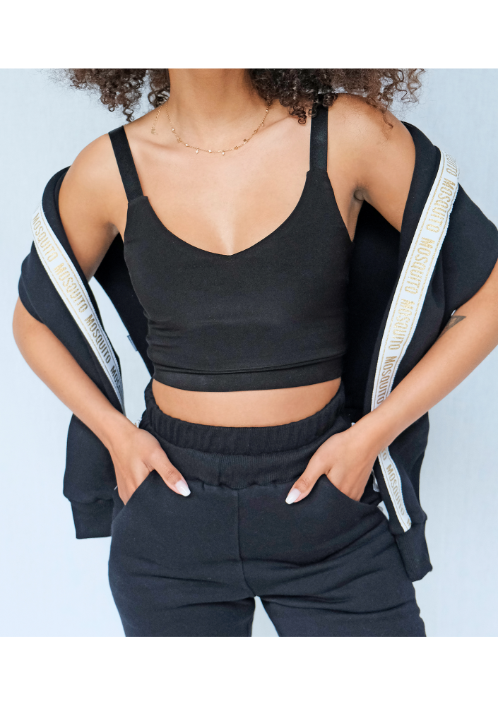 Krótki top na ramiączkach czarny ILM