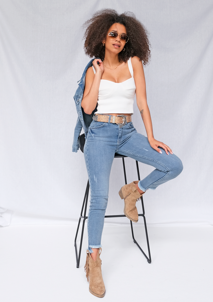 Gorsetowy top kremowy ILM