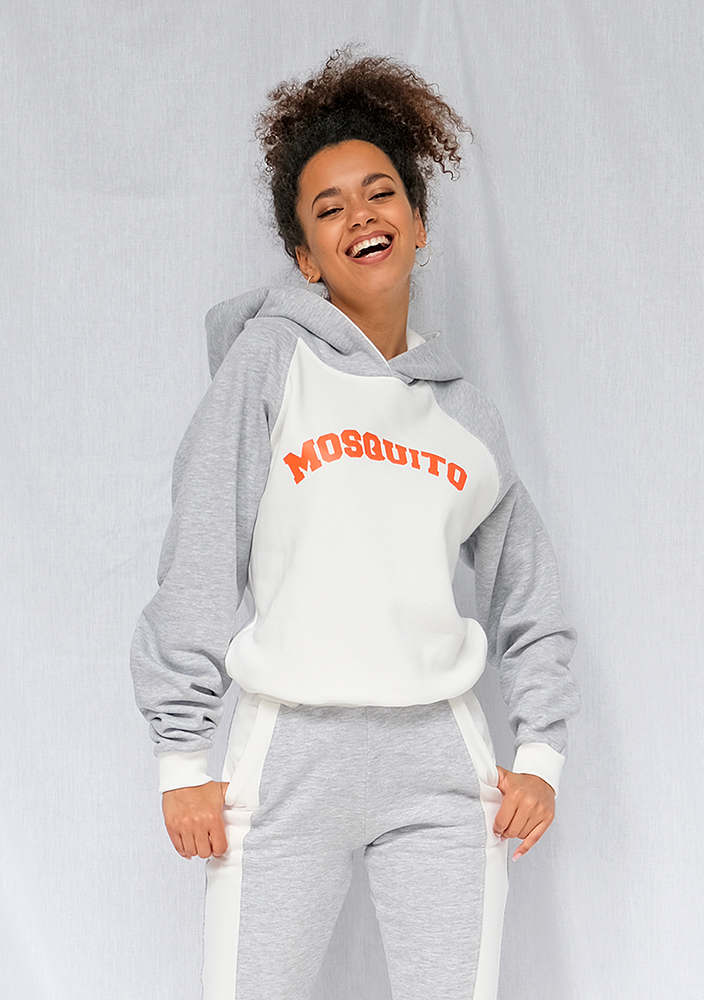 Bluza z kapturem orange logo szara ILM