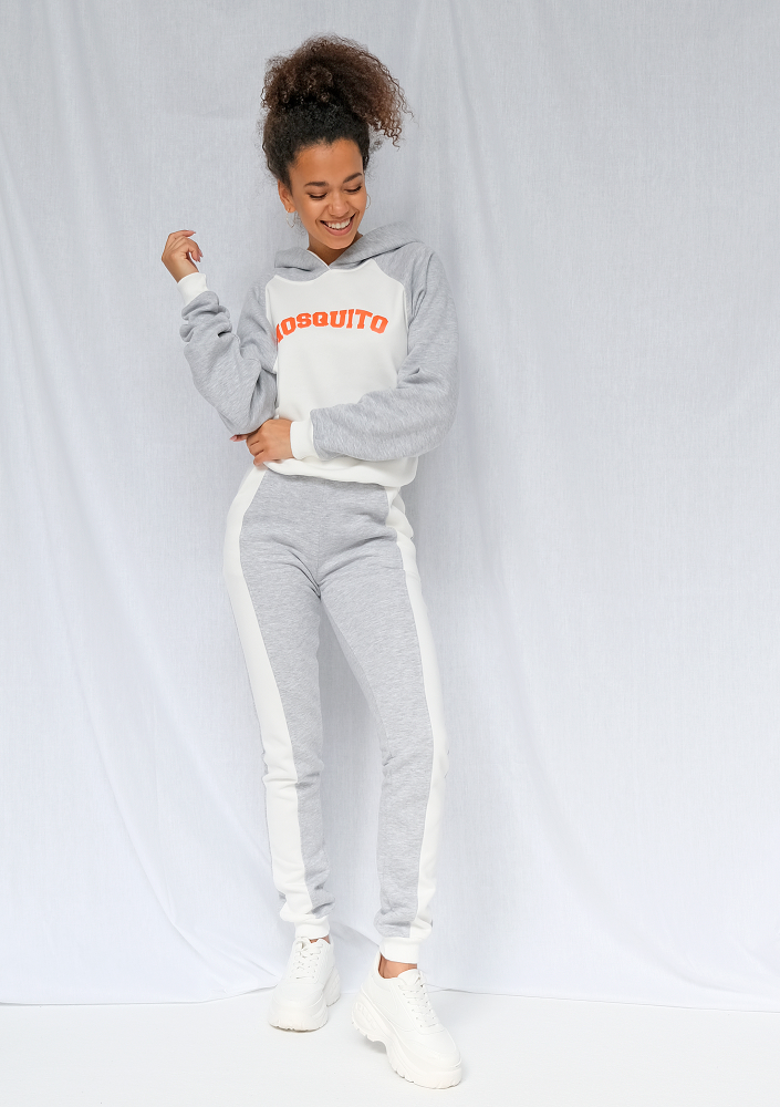 Bluza z kapturem orange logo szara ILM