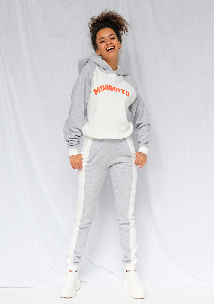 Bluza z kapturem orange logo szara ILM