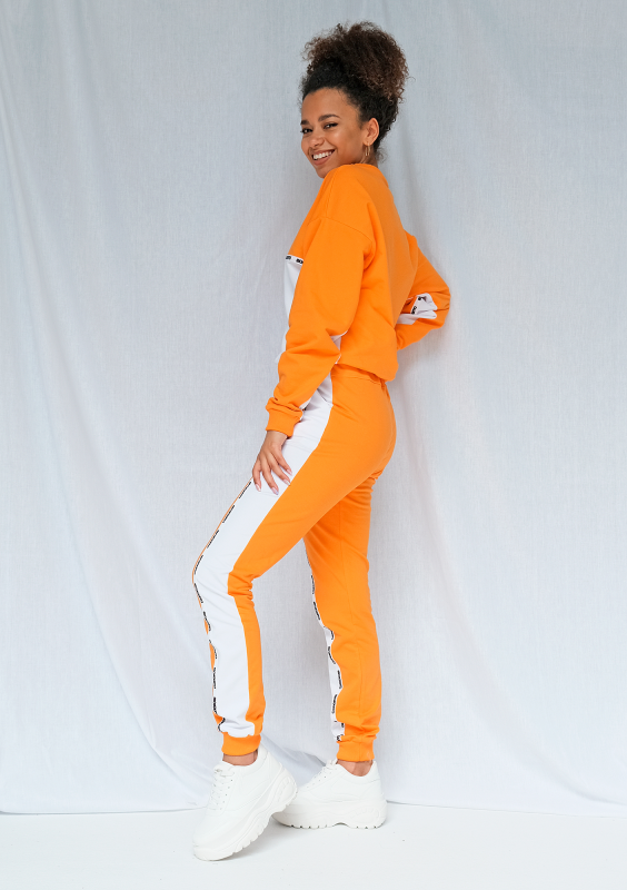 Spodnie two colors z lampasem pomarańczowe ILM