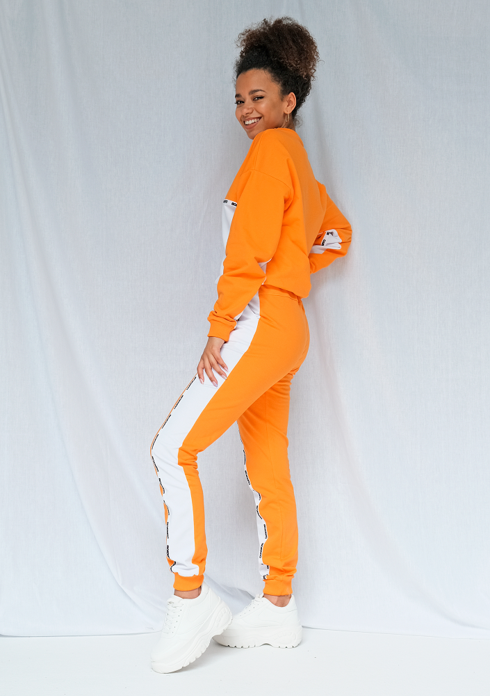 Spodnie two colors z lampasem pomarańczowe ILM