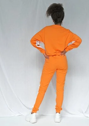 Spodnie two colors z lampasem pomarańczowe ILM