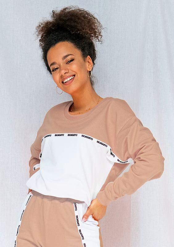Bluza two colors z lampasem taupe ILM