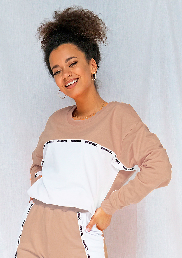 Bluza two colors z lampasem taupe ILM