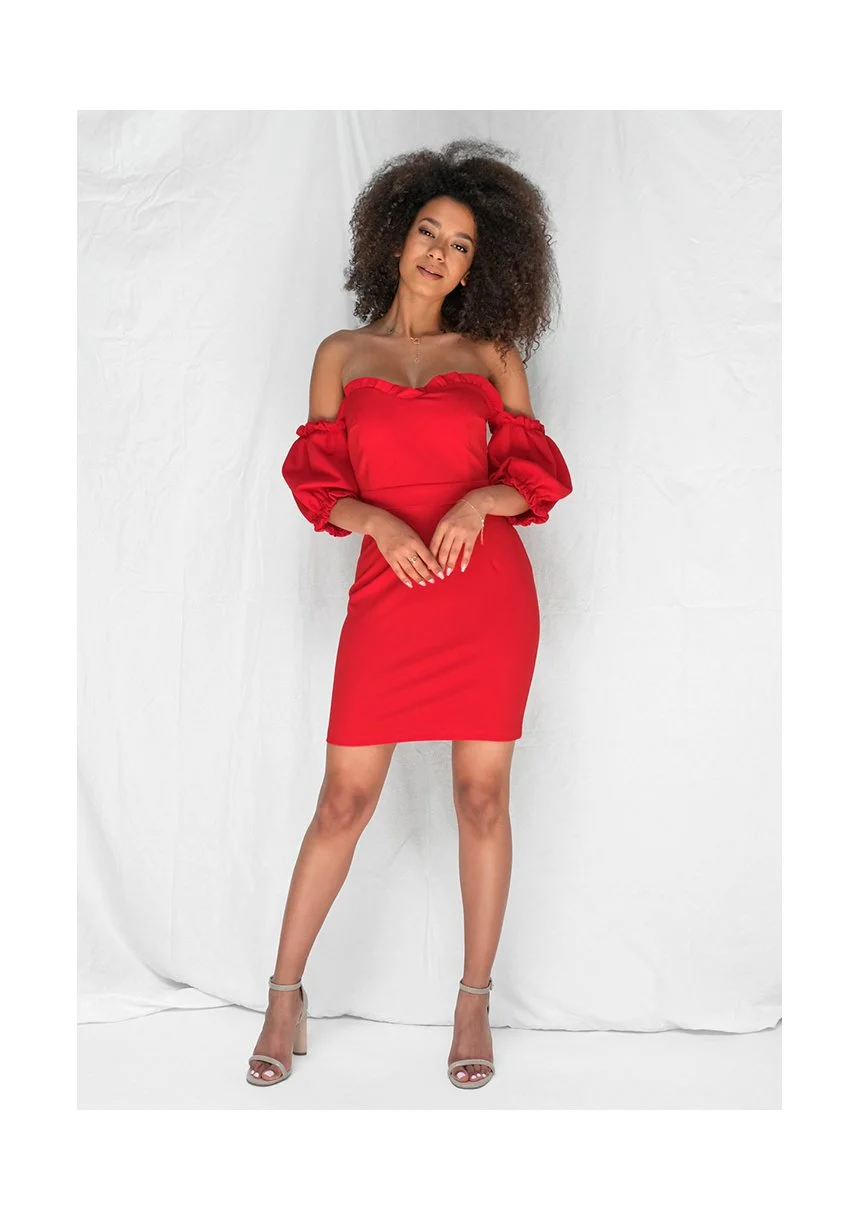 Red bodycon off shoulder dress - Mosquito