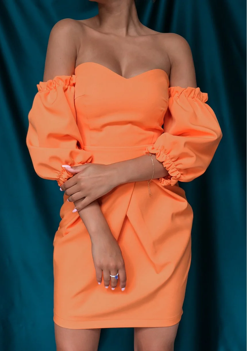 Gorsetowa sukienka tulipan pomarańczowa