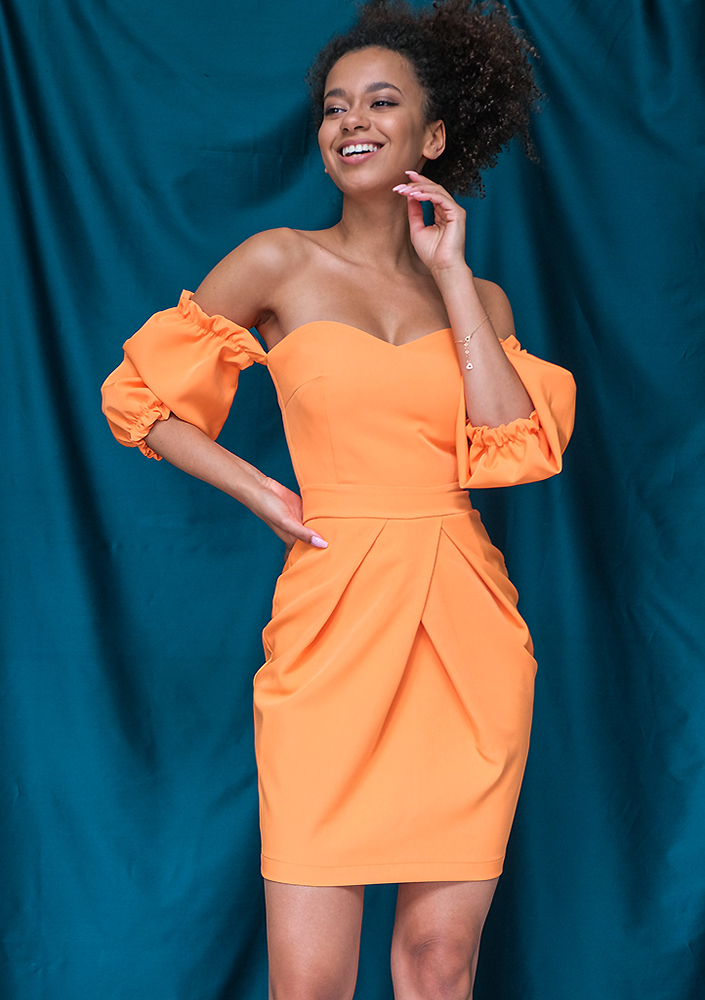 Gorsetowa sukienka tulipan pomarańczowa