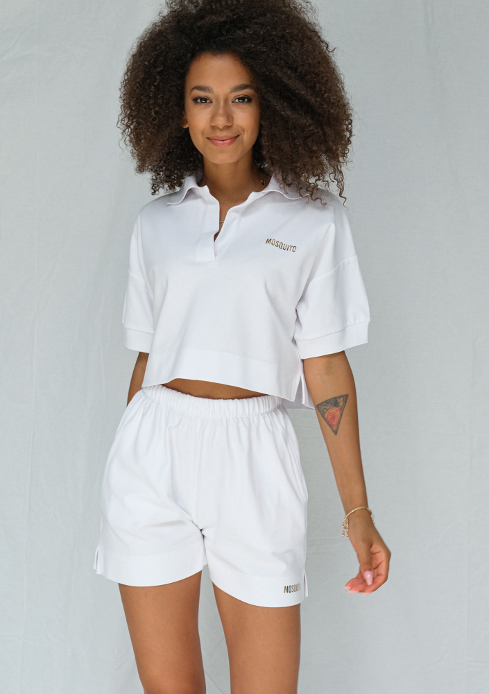 Szorty z dzianiny pik ILM białe