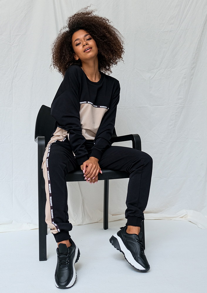 Spodnie two colors z lampasem Czarne ILM