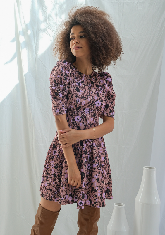 Sukienka o trapezowym kroju Lila flower print