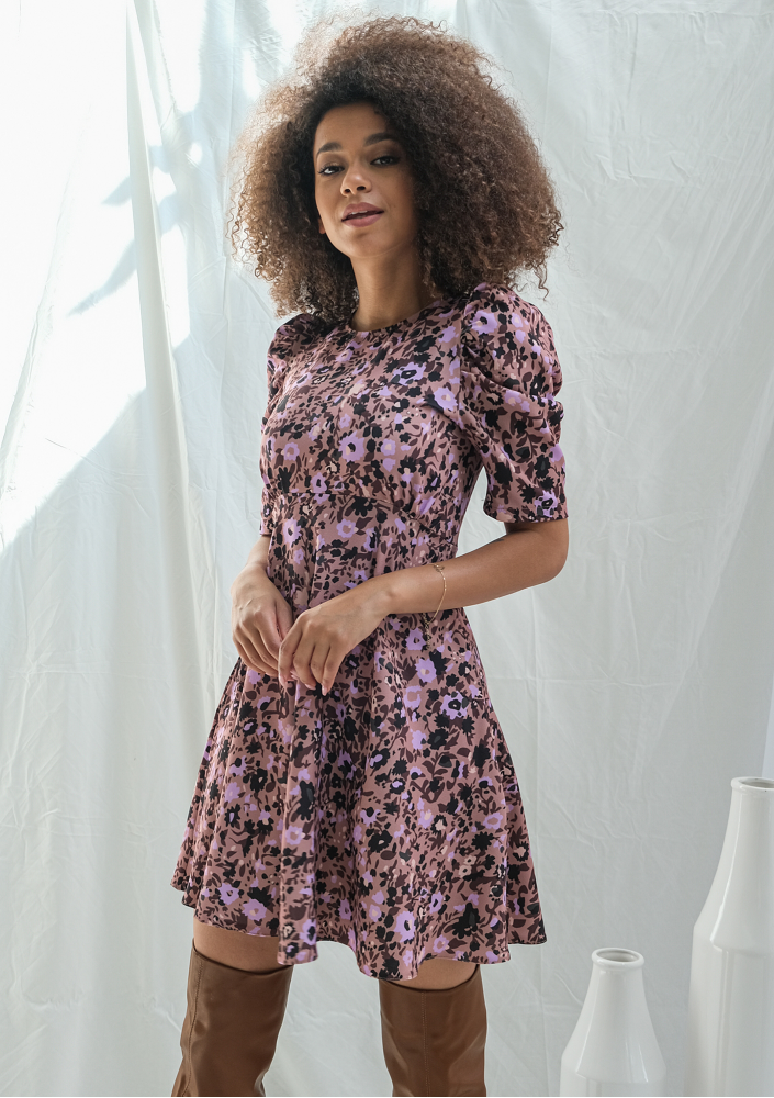 Sukienka o trapezowym kroju Lila flower print
