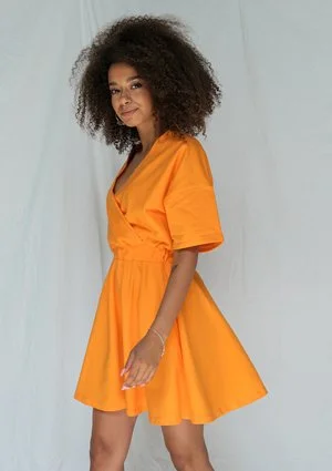 Kopertowa sukienka z Jerseyu Pomarańczowa