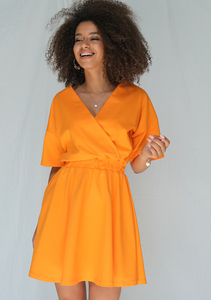 Kopertowa sukienka z Jerseyu Pomarańczowa