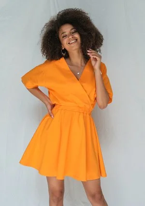 Kopertowa sukienka z Jerseyu Pomarańczowa