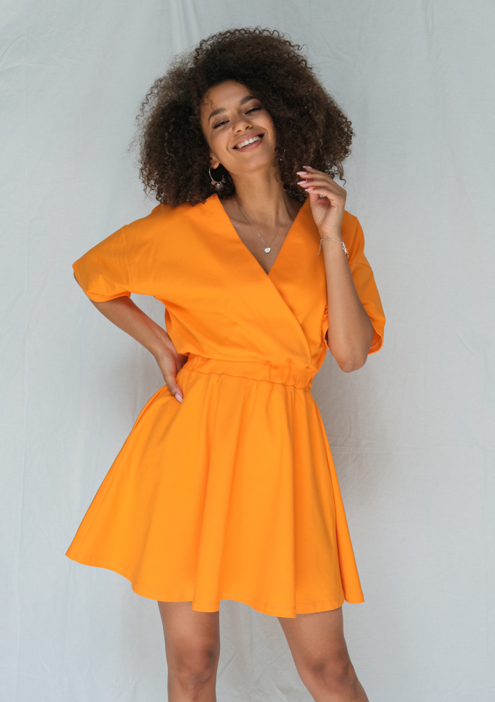 Kopertowa sukienka z Jerseyu Pomarańczowa