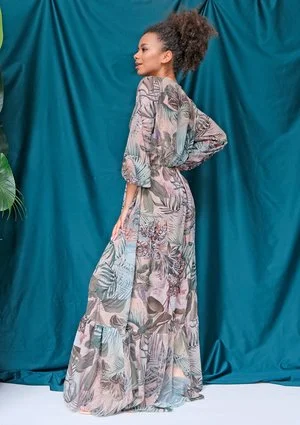 Szyfonowa sukienka maxi exotic garden