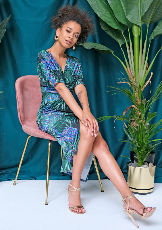 Sukienka midi peacook print