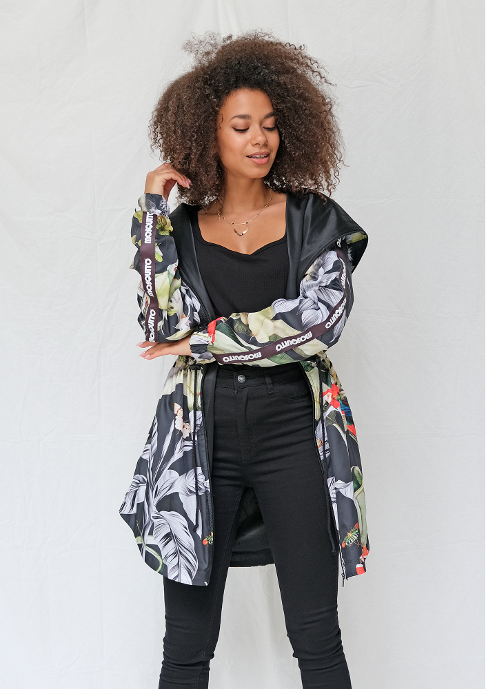 Przeciwdeszczowa parka exotic print