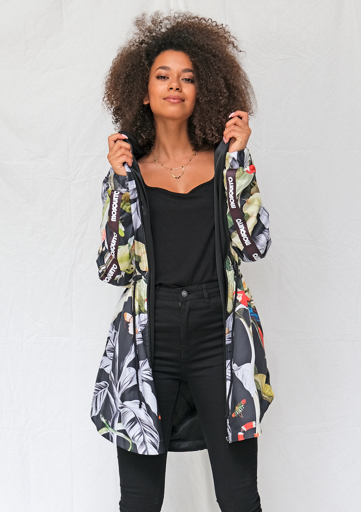 Przeciwdeszczowa parka exotic print