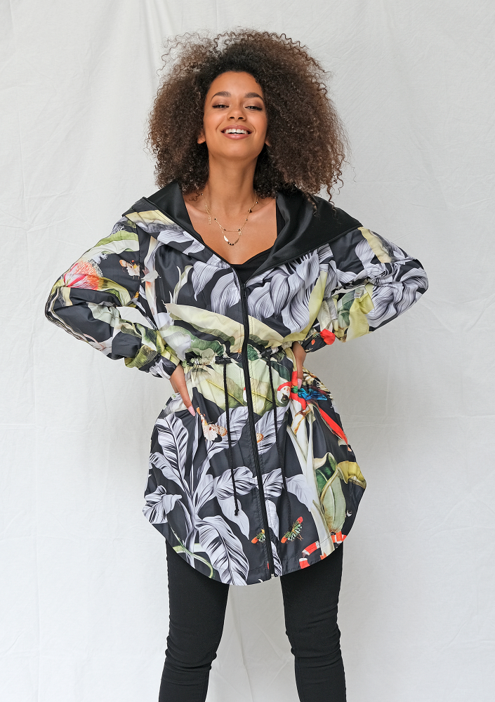 Przeciwdeszczowa parka exotic print