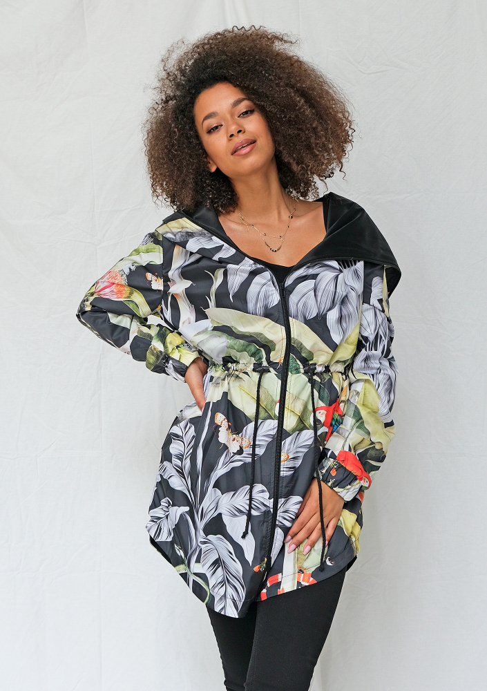 Przeciwdeszczowa parka exotic print