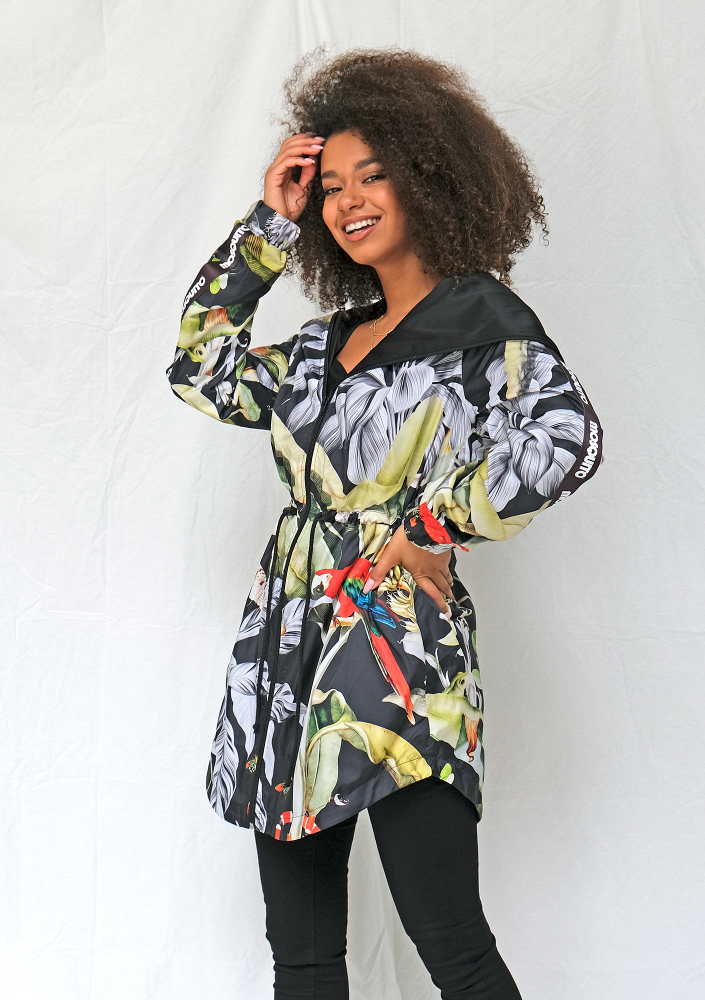 Przeciwdeszczowa parka exotic print