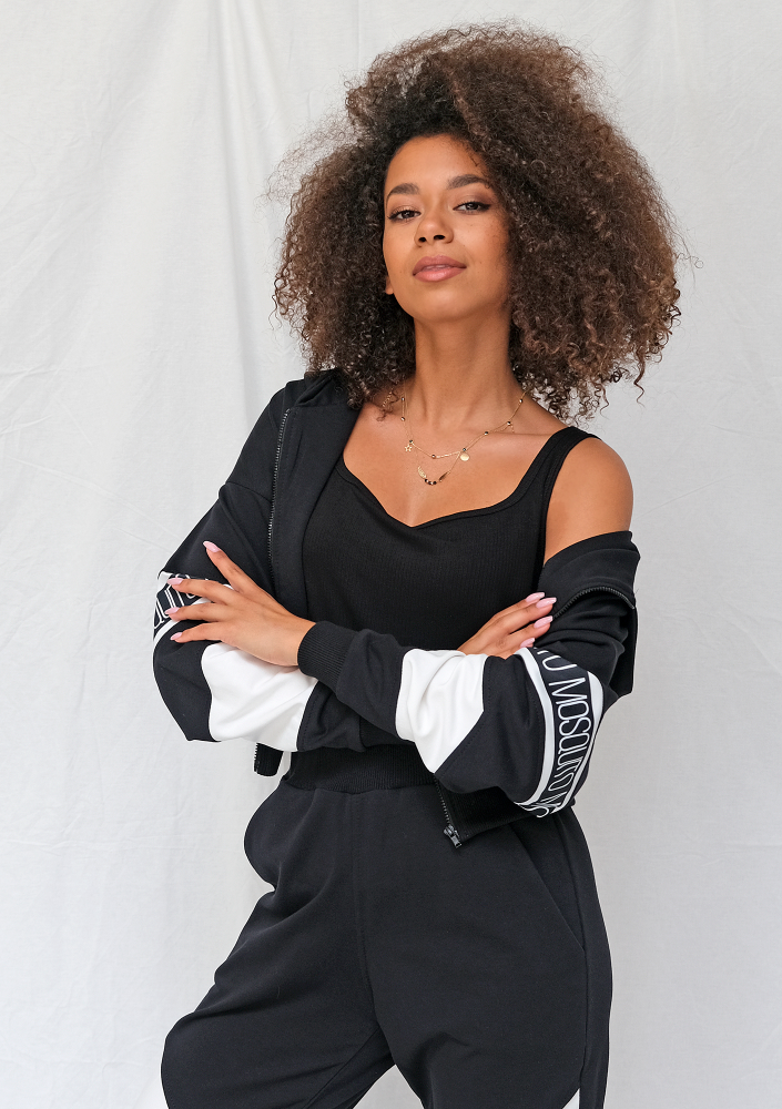 Rozpinana bluza ze wstawką logo czarna ILM