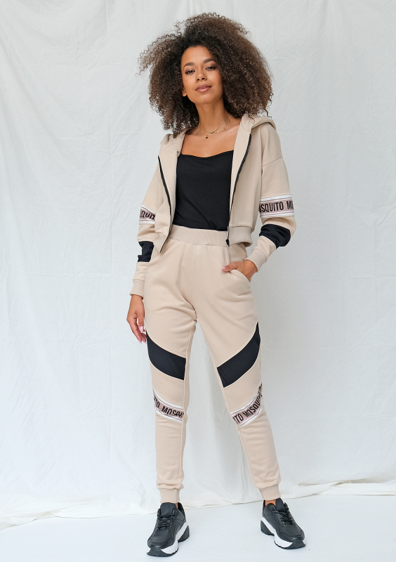 Rozpinana bluza ze wstawką logo beżowa