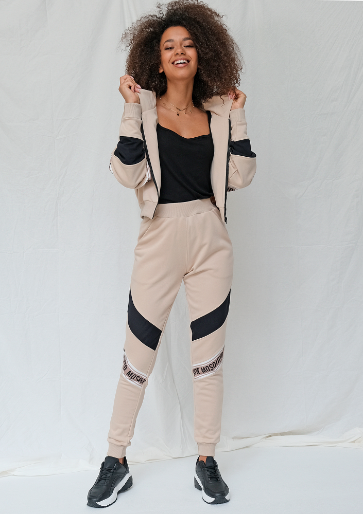 Rozpinana bluza ze wstawką logo beżowa