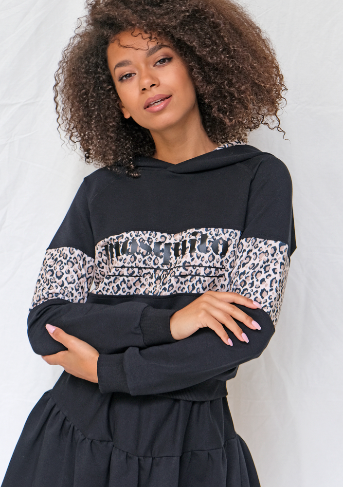 Bluza z kapturem leopard czarna ILM