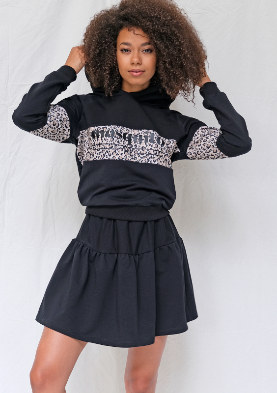 Bluza z kapturem leopard czarna ILM