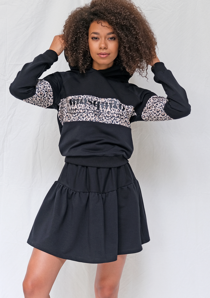 Bluza z kapturem leopard czarna ILM