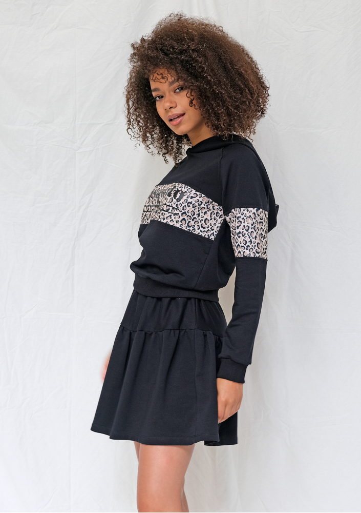 Bluza z kapturem leopard czarna ILM