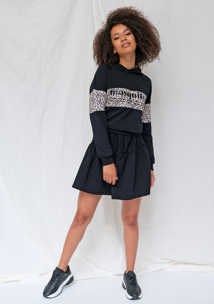 Bluza z kapturem leopard czarna ILM