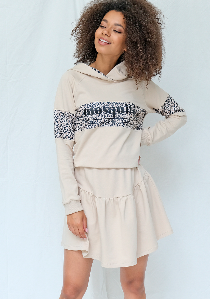 Bluza z kapturem leopard beżowa ILM