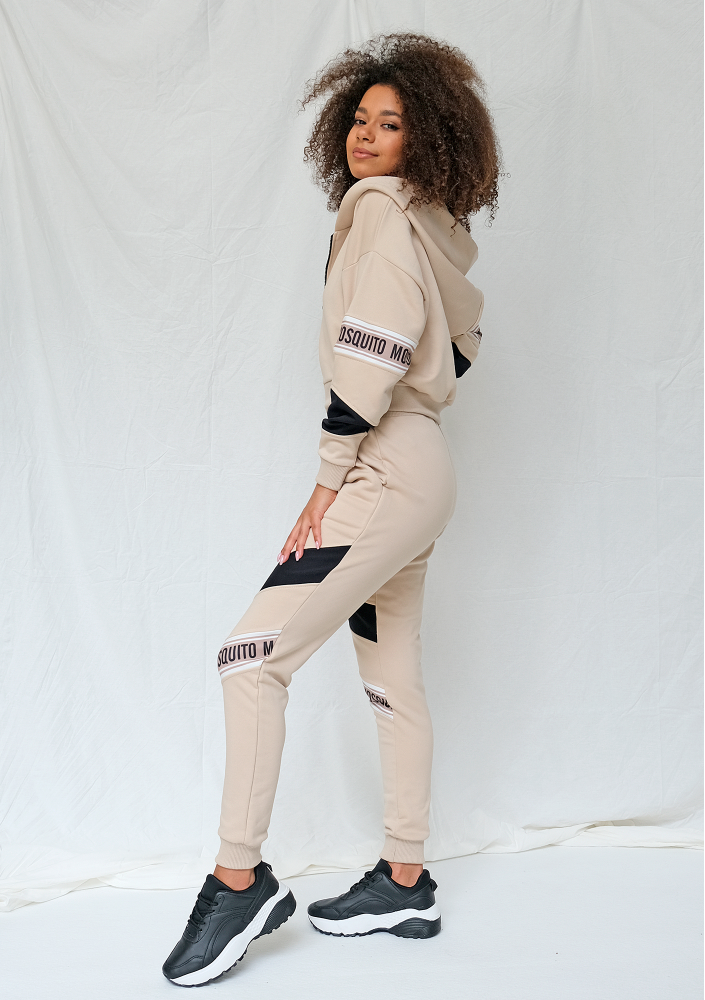 Spodnie ze wstawką logo beżowe ILM