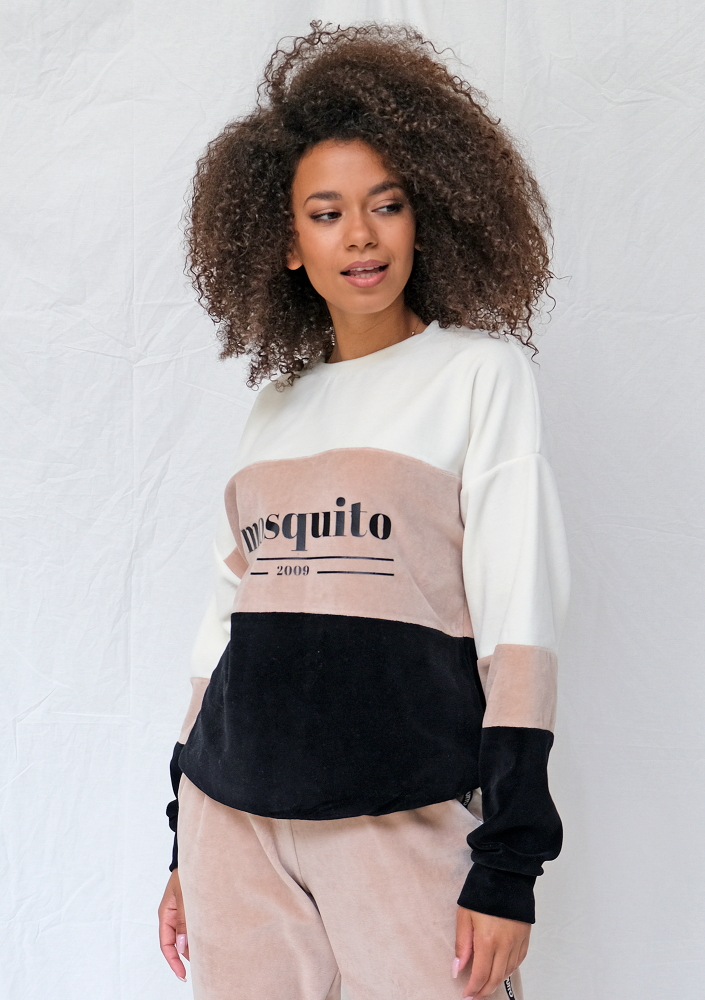 Welurowa bluza ze wstawką taupe ILM