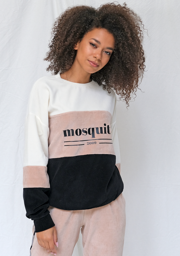 Welurowa bluza ze wstawką taupe ILM